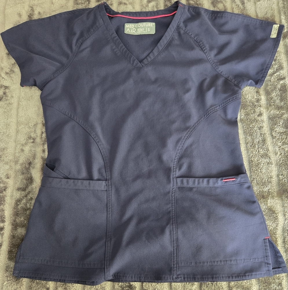 Med Couture Navy Blue Scrub Top